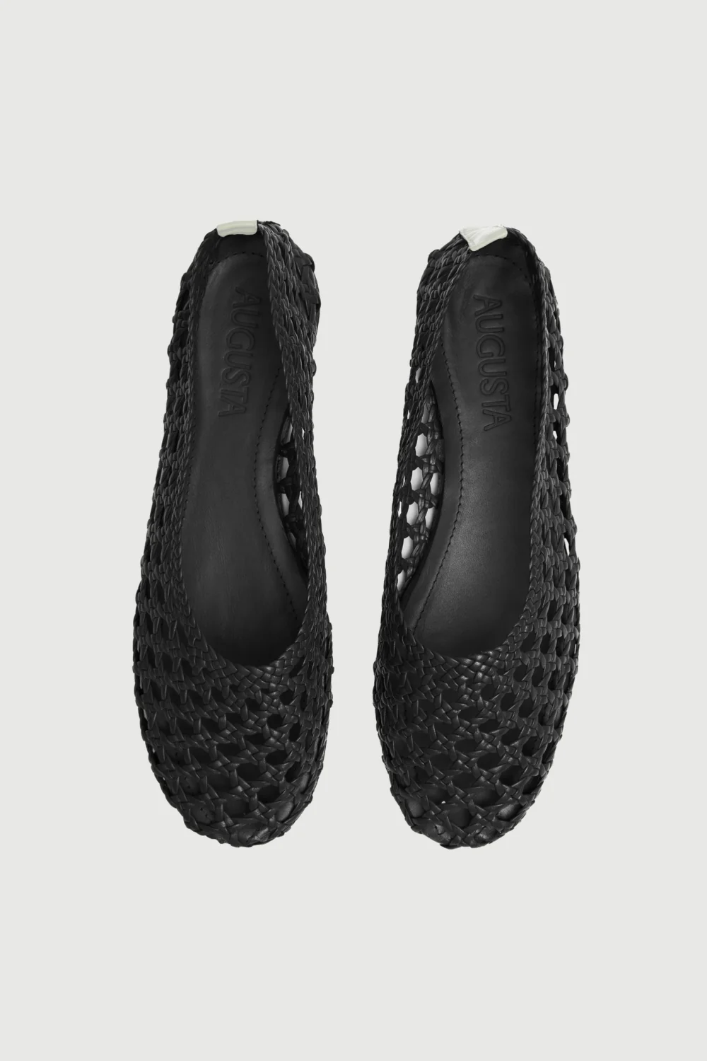 Ava Ballet Flats in Black & White Woven Leather - Image 5