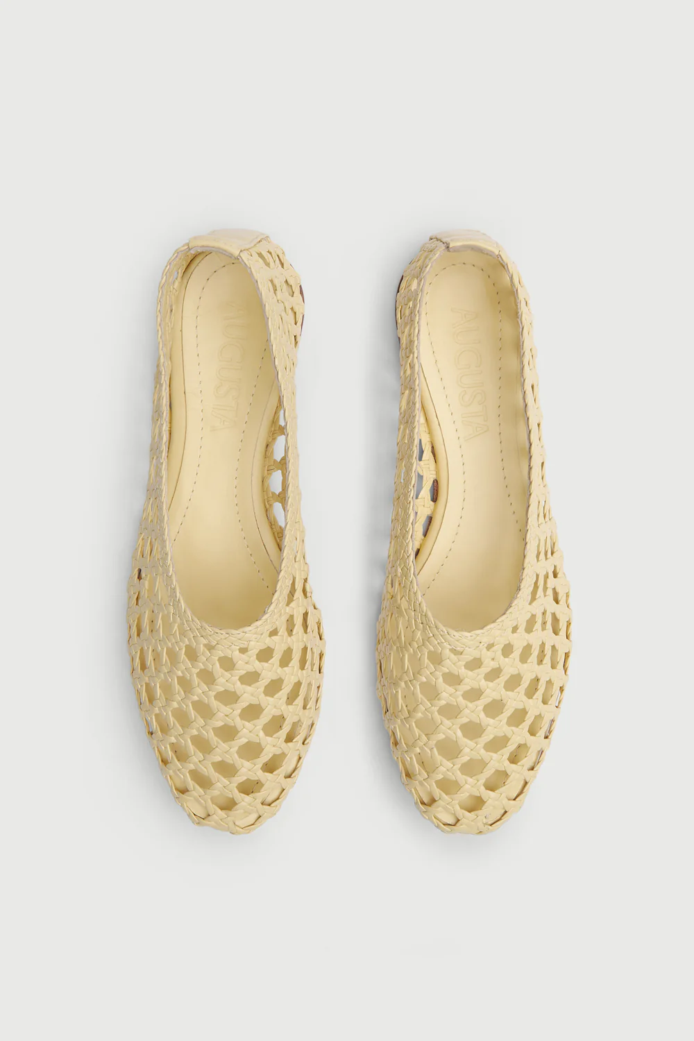 Ava Ballet Flats in Vanilla Woven Leather - Image 5