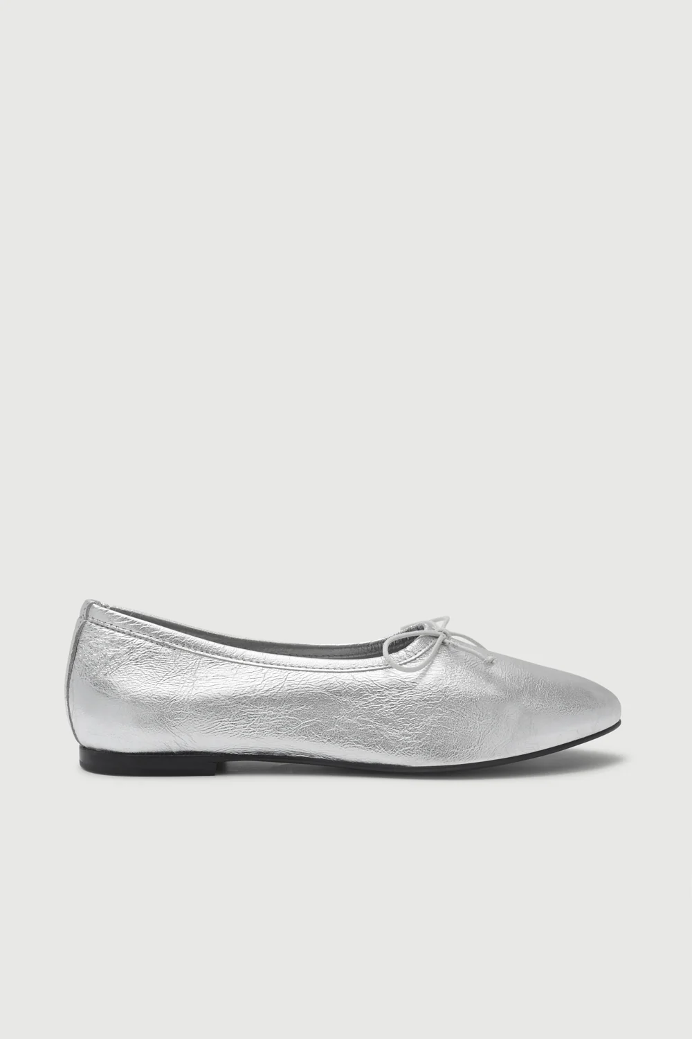 Ava Ballet Flats in Silver Leather