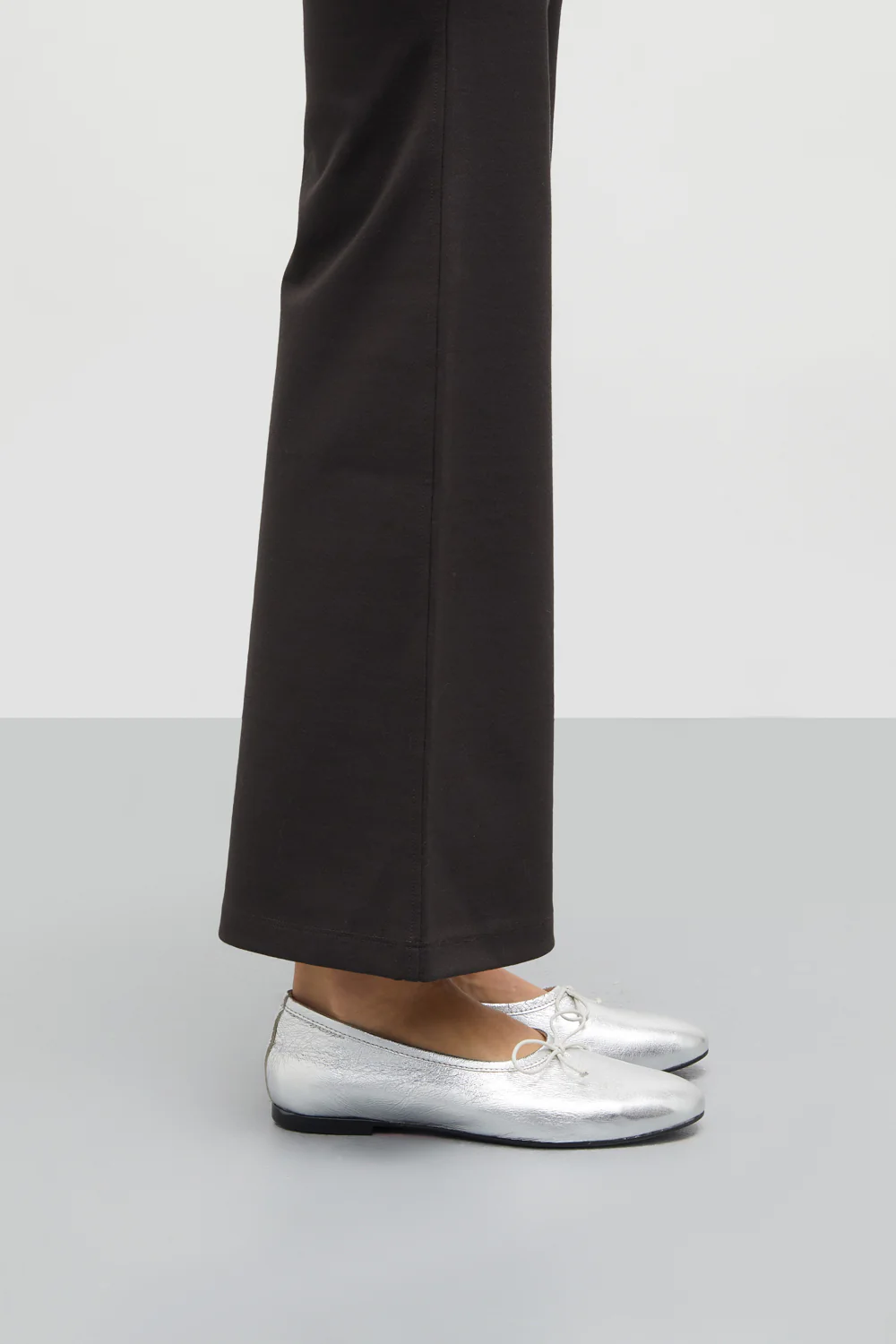 Ava Ballet Flats in Silver Leather - Image 2