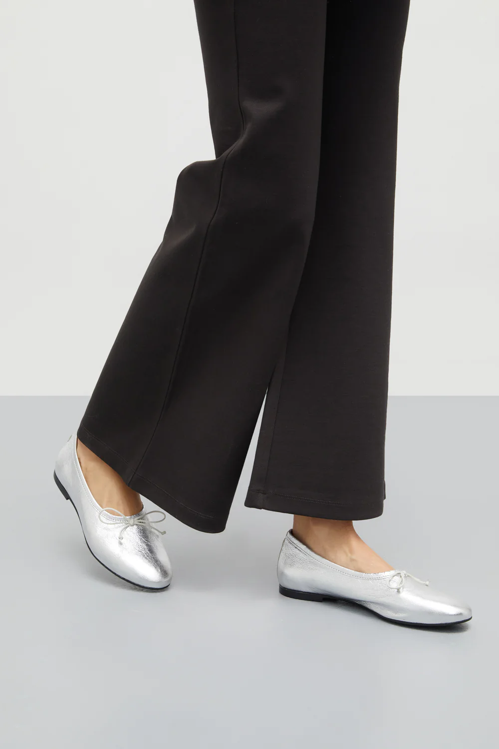 Ava Ballet Flats in Silver Leather - Image 7