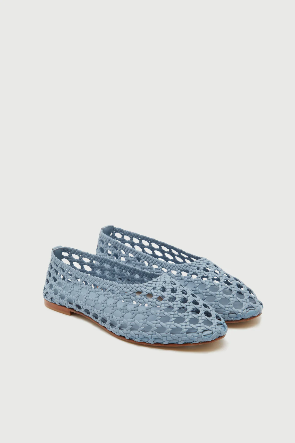 Ava Ballet Flats in Blue Woven Leather - Image 3