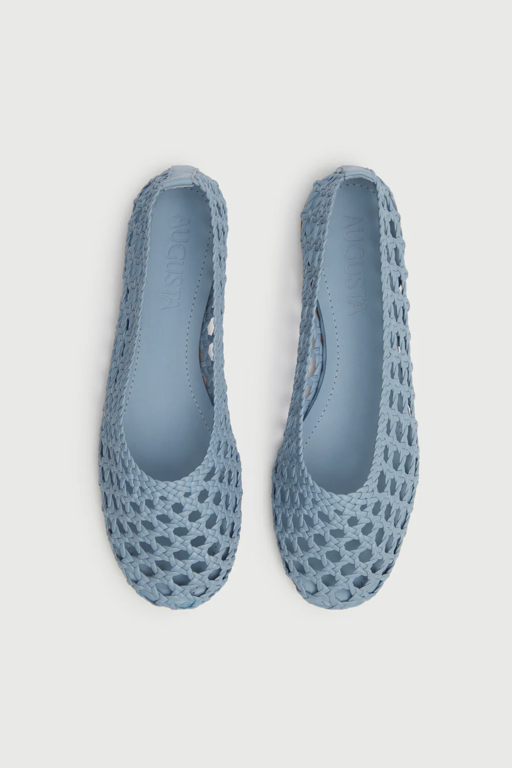 Ava Ballet Flats in Blue Woven Leather - Image 5