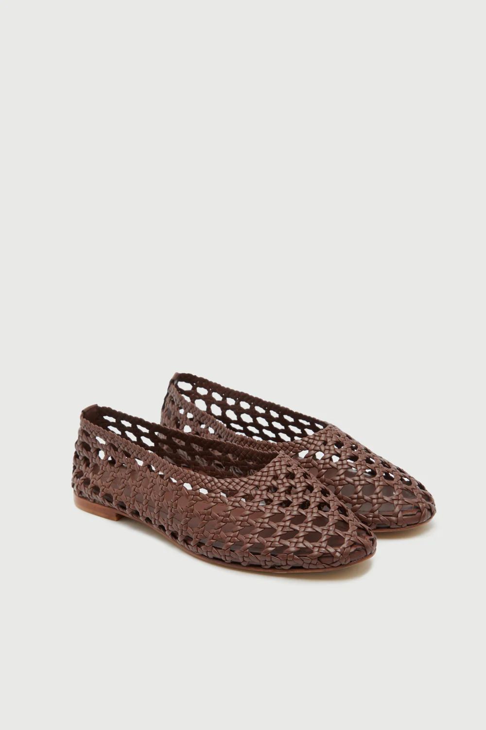 Ava Ballet Flats in Chocolate Woven Leather - Image 3