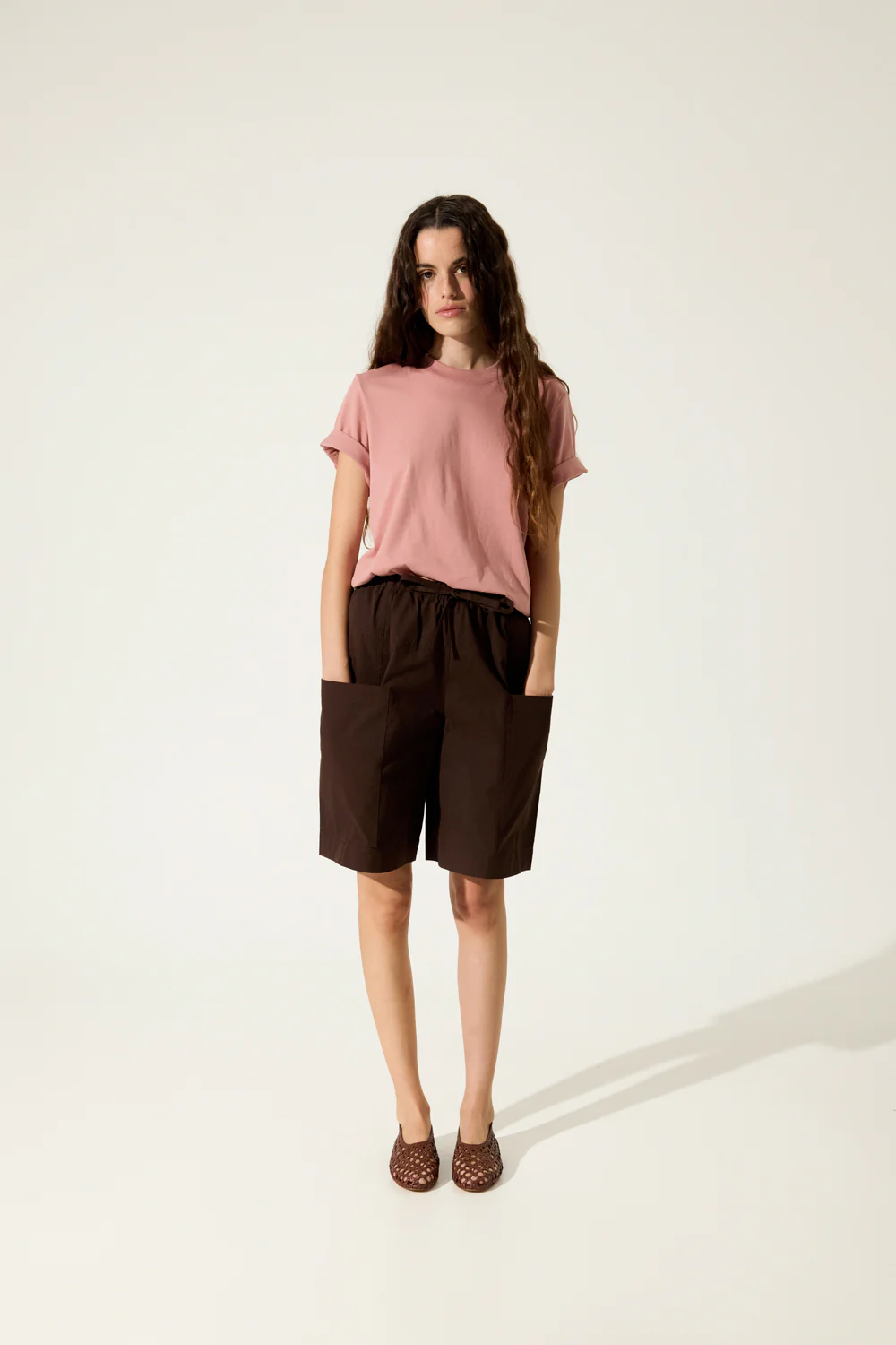 Ava Ballet Flats in Chocolate Woven Leather - Image 4