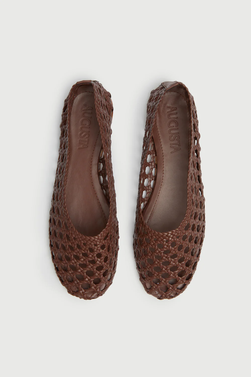Ava Ballet Flats in Chocolate Woven Leather - Image 5
