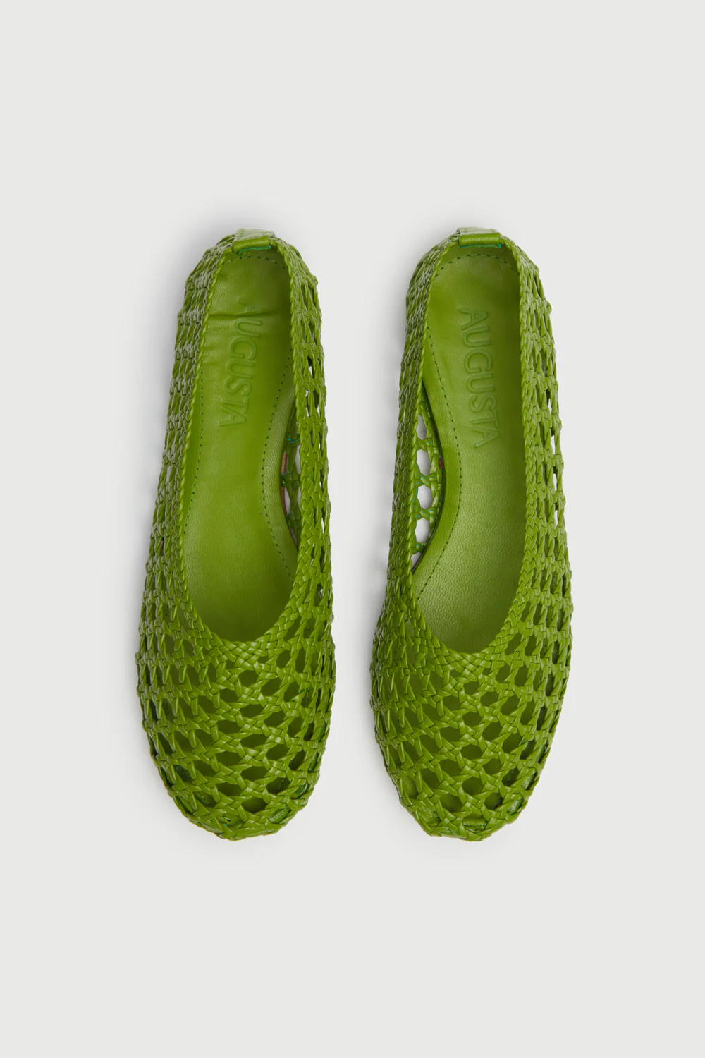 Ava Ballet Flats in Green Woven Leather - Image 5
