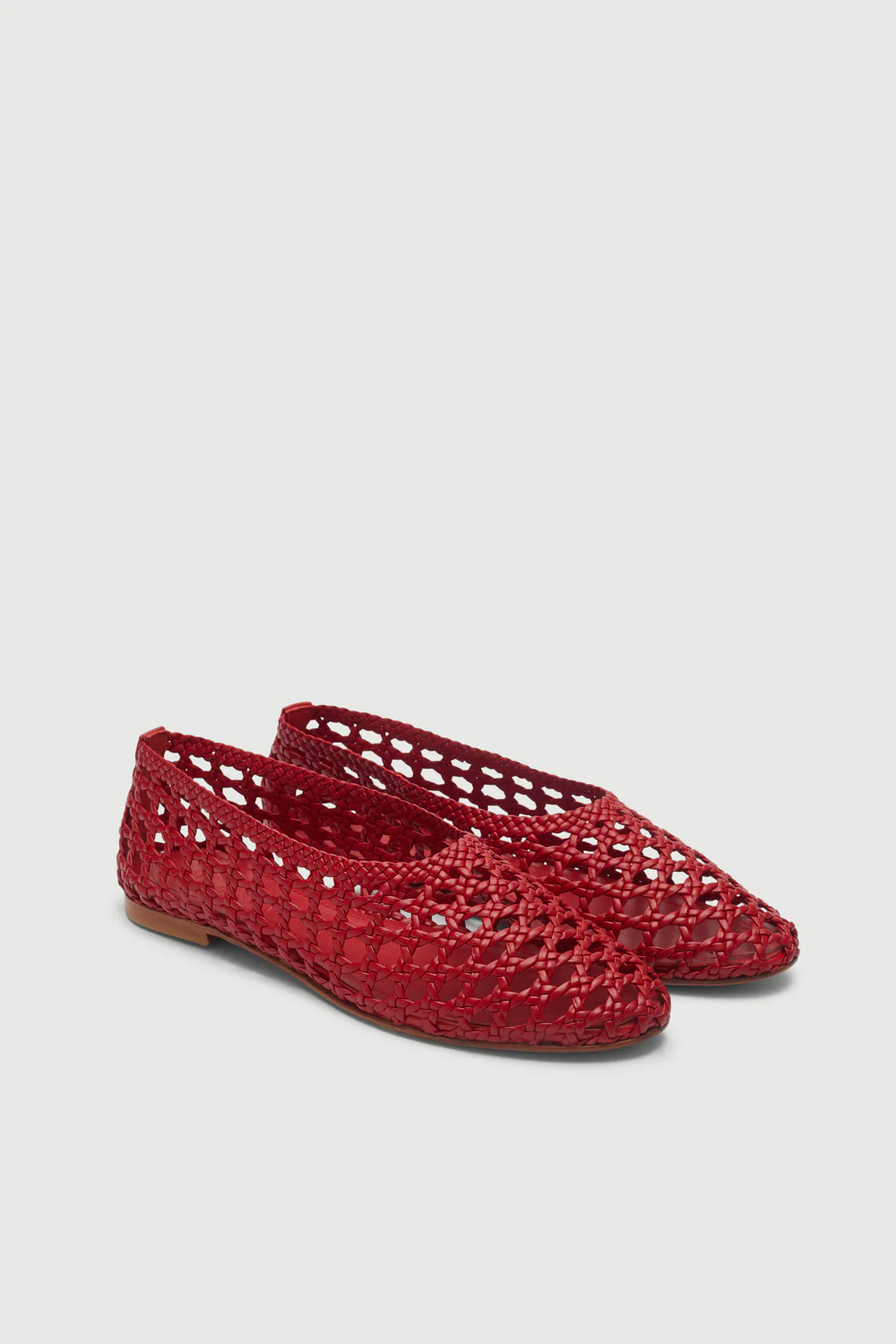 Ava Ballet Flats in Red Woven Leather - Image 3