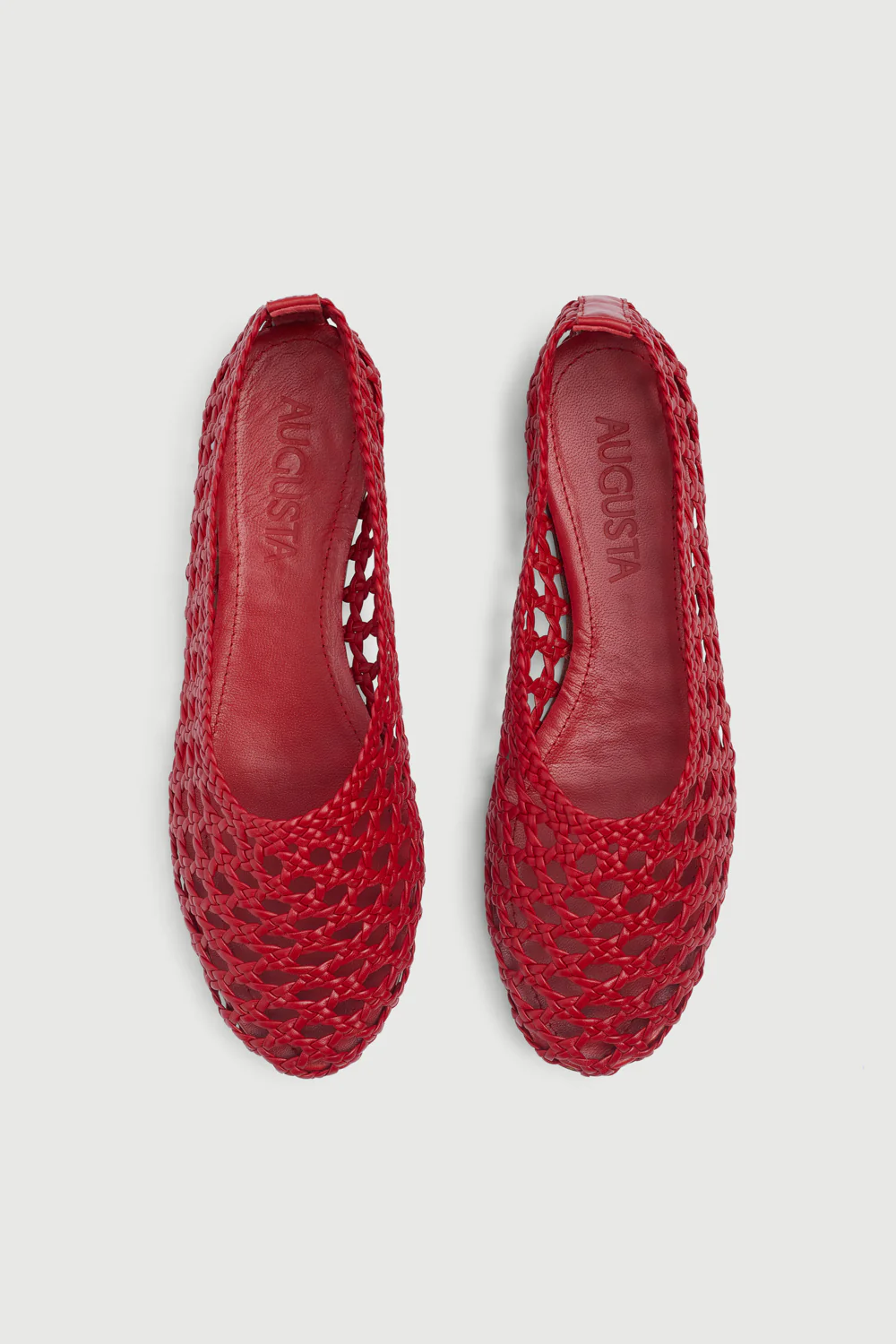 Ava Ballet Flats in Red Woven Leather - Image 5
