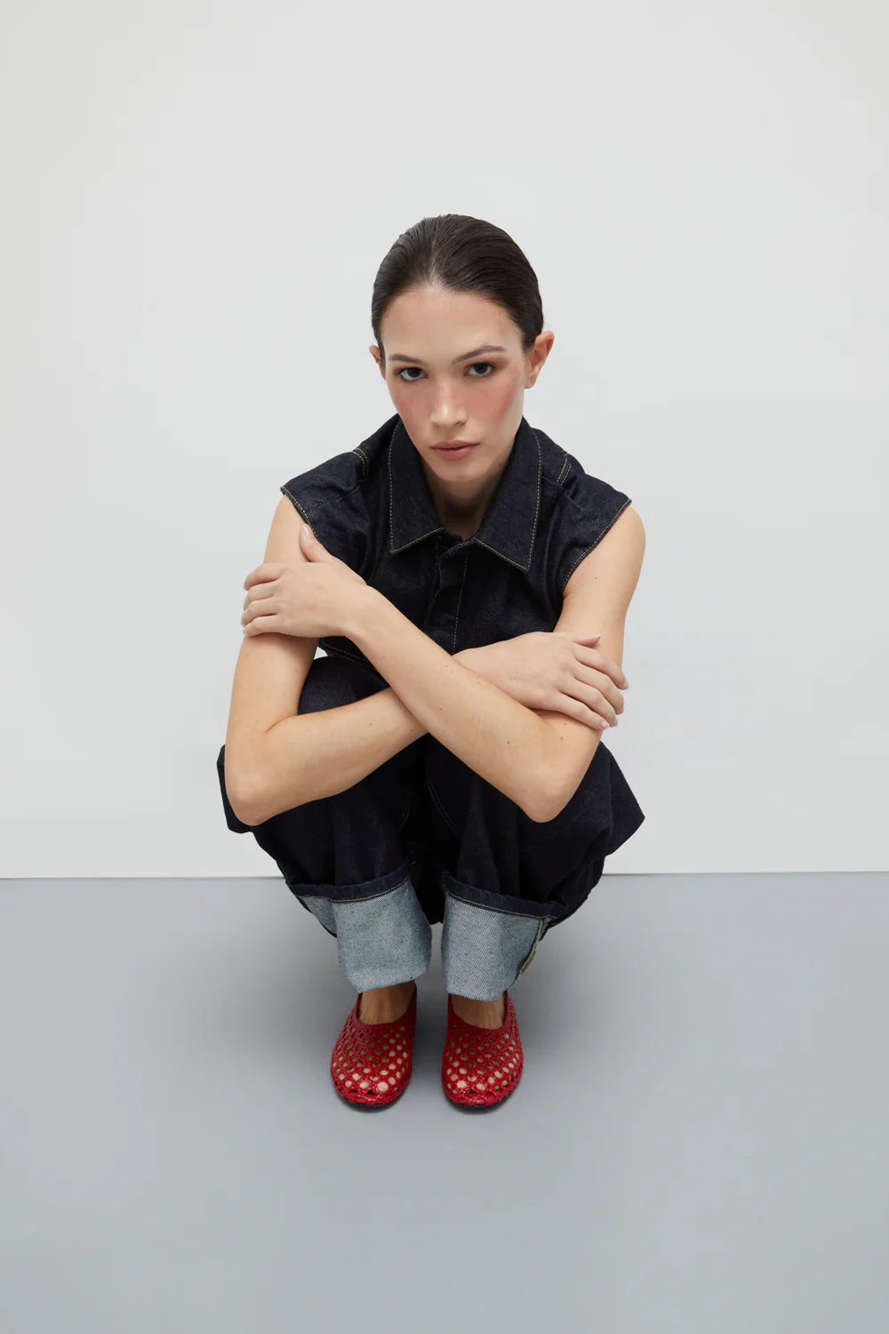 Ava Ballet Flats in Red Woven Leather - Image 6