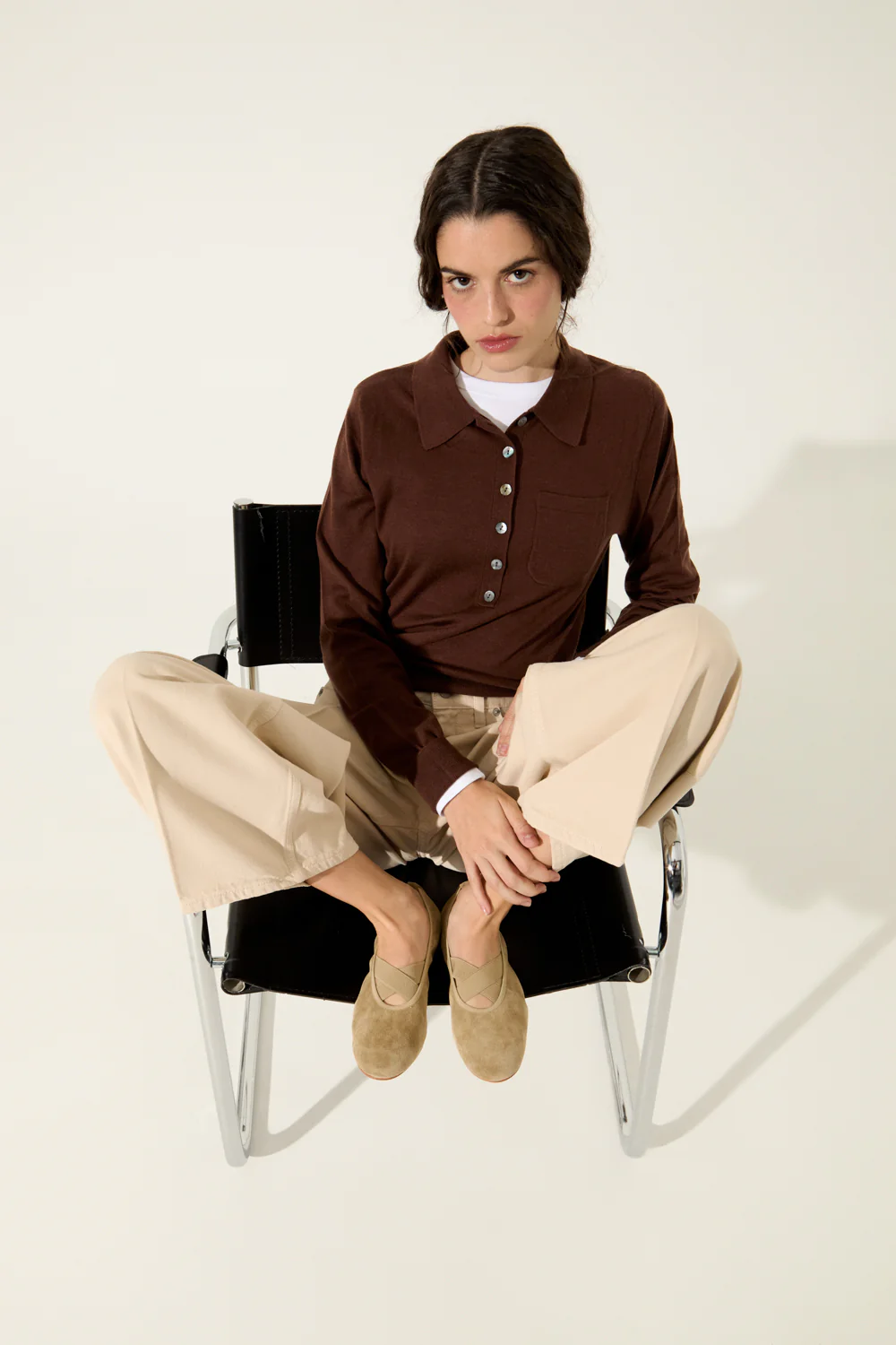Bettina Ballet Flats in Beige Suede - Image 4
