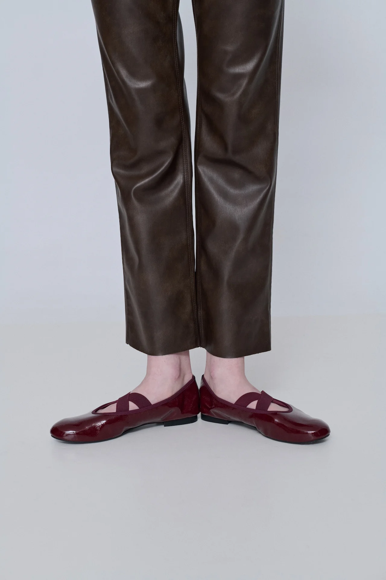 Bettina Ballet Flats in Burgundy Patent Leather - Image 6