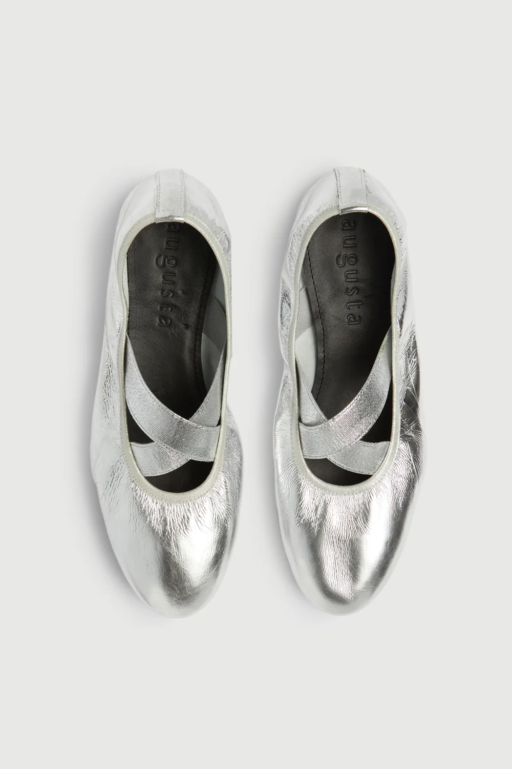 Bettina Ballet Flats in Silver Leather - Image 5