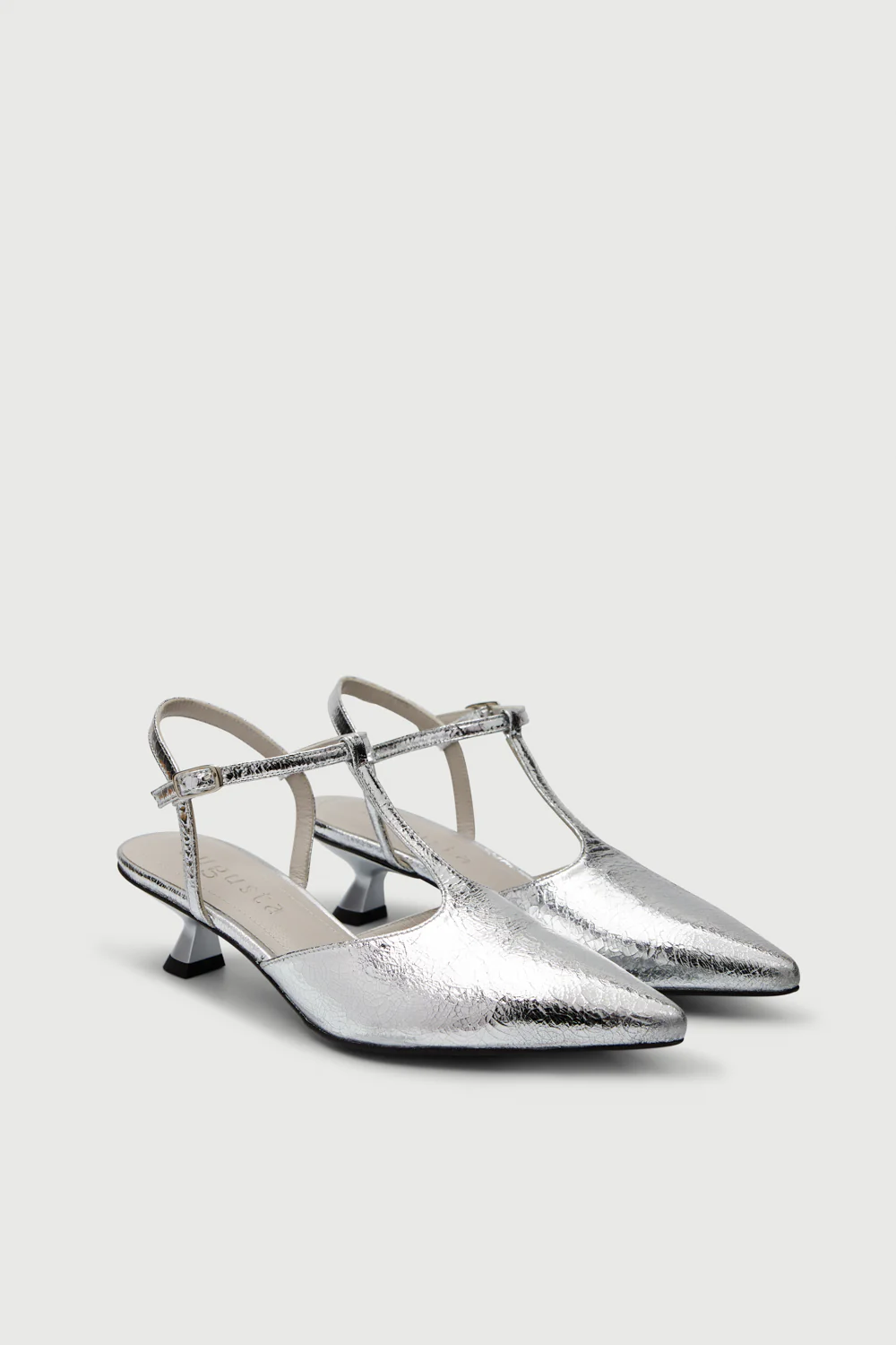 Camila Pumps in Silver Leather - Image 3