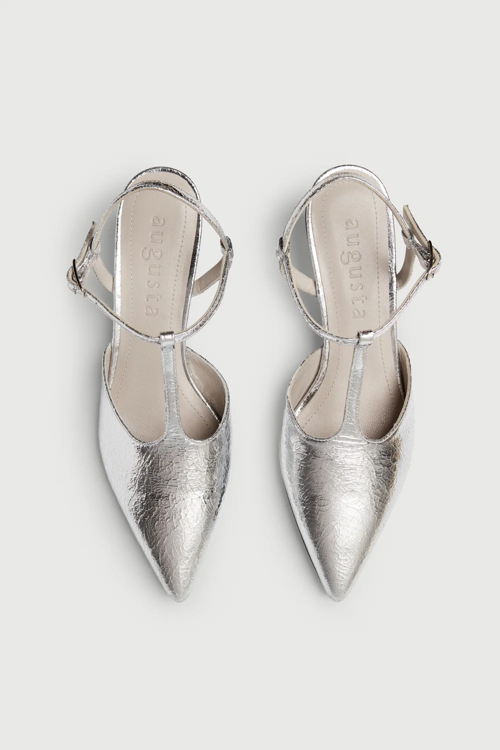 Camila Pumps in Silver Leather - Image 5