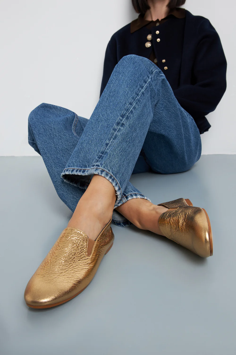 Cleo Loafers in Gold Leather - Image 6