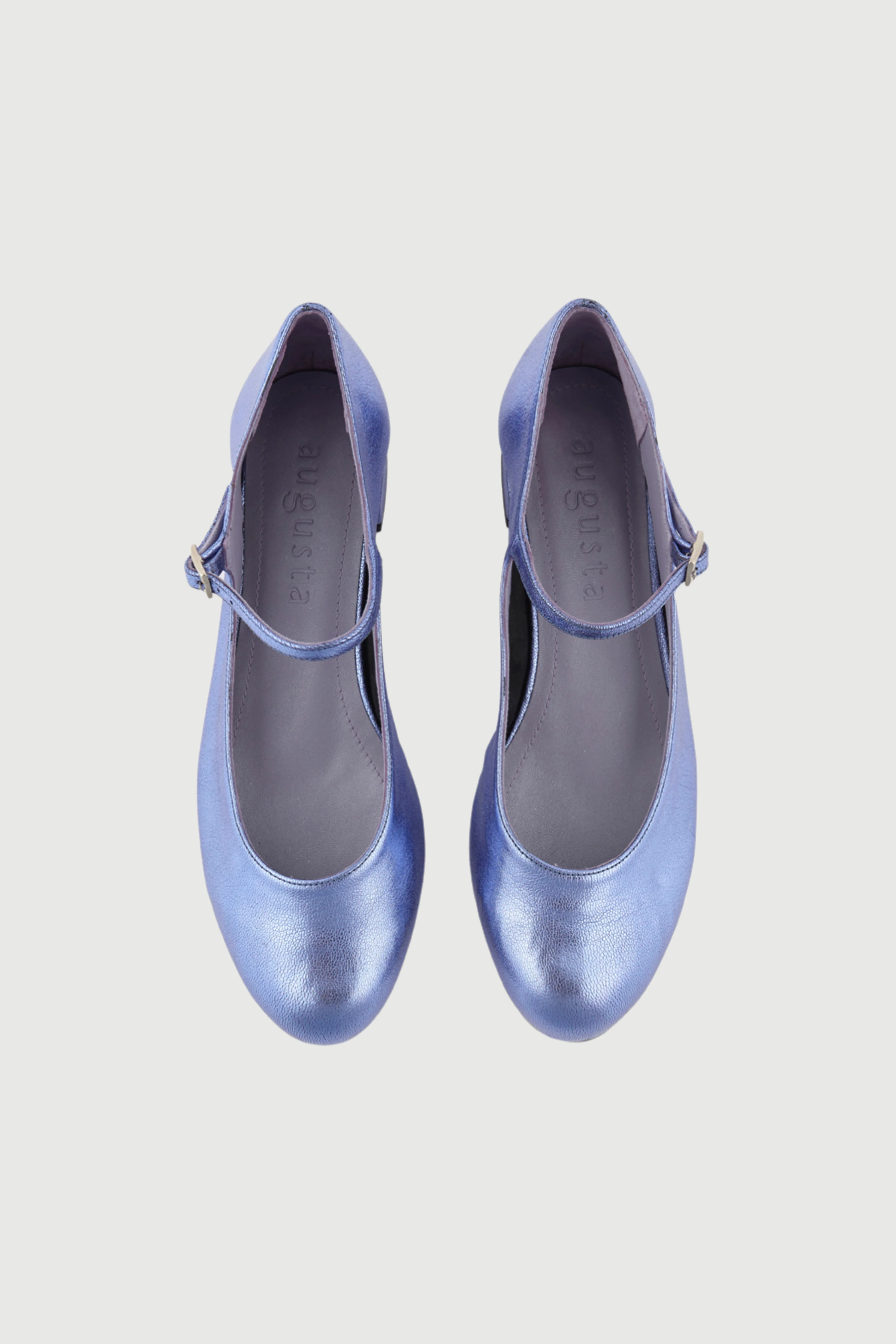 Emilia Mary Janes in Blue Metallic Leather - Image 5