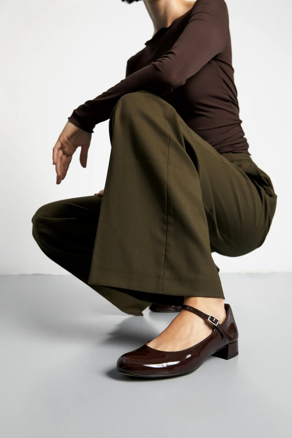 Emilia Mary Janes in Chocolate Patent Leather - Image 4