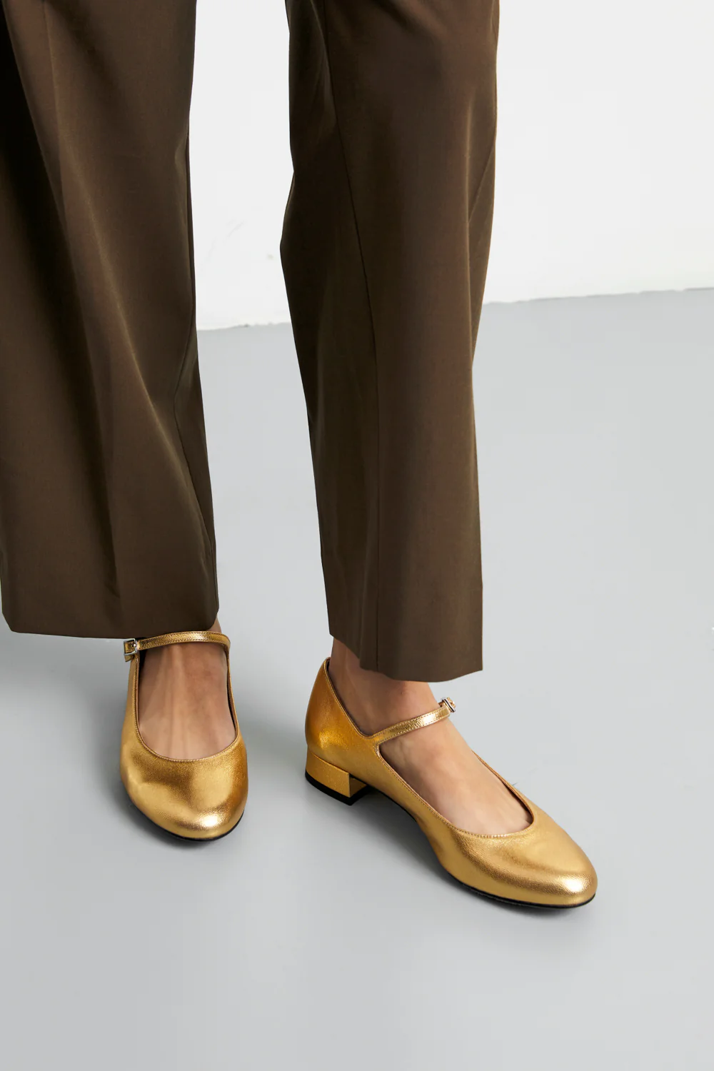 Emilia Mary Janes in Gold Leather - Image 2