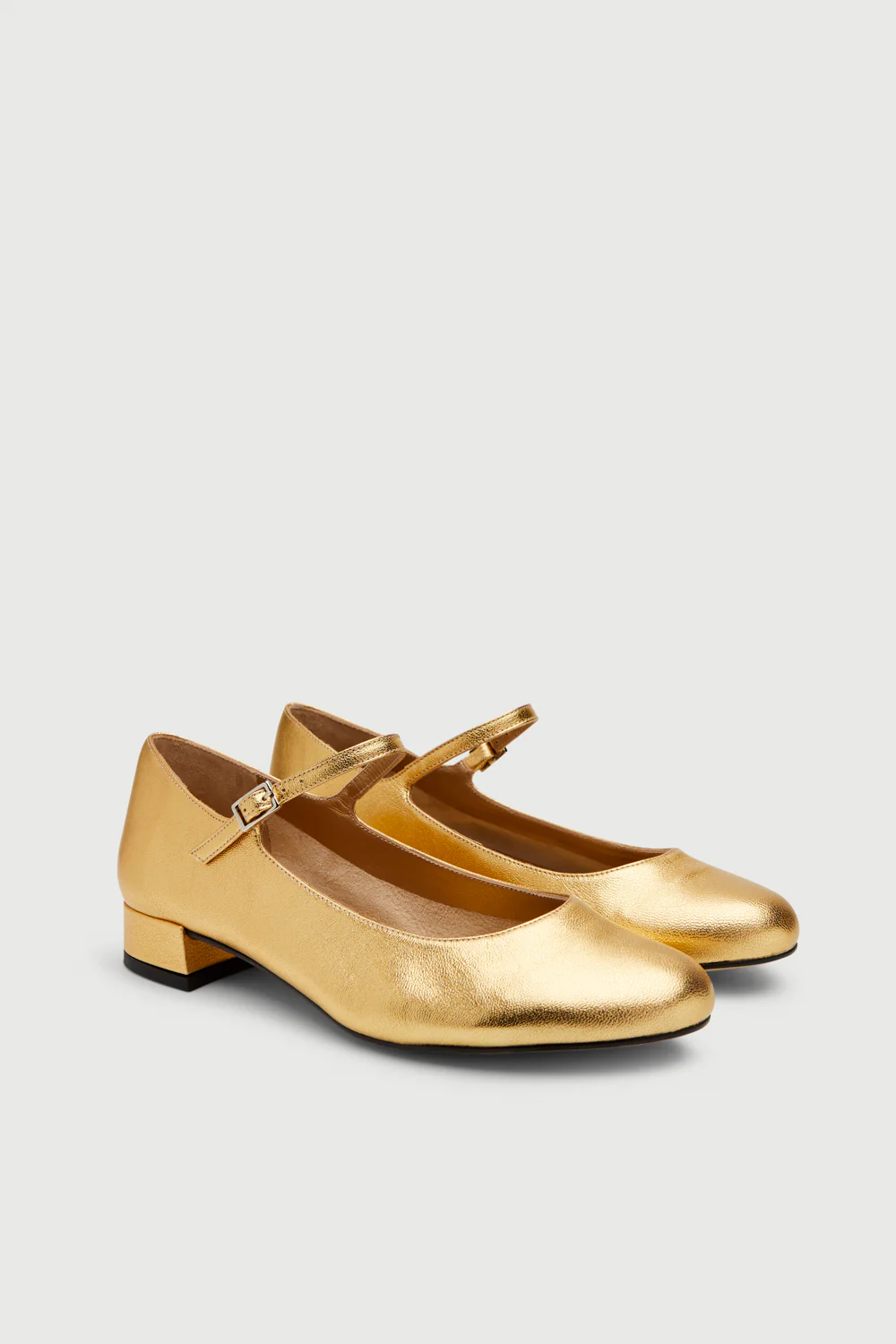 Emilia Mary Janes in Gold Leather - Image 3