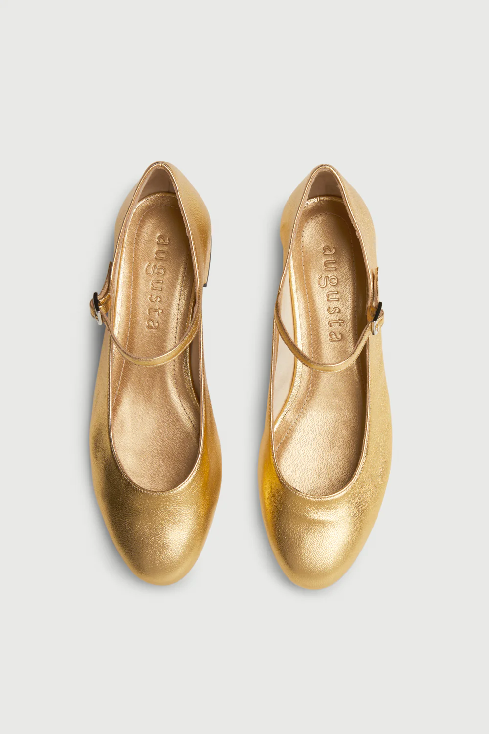 Emilia Mary Janes in Gold Leather - Image 5