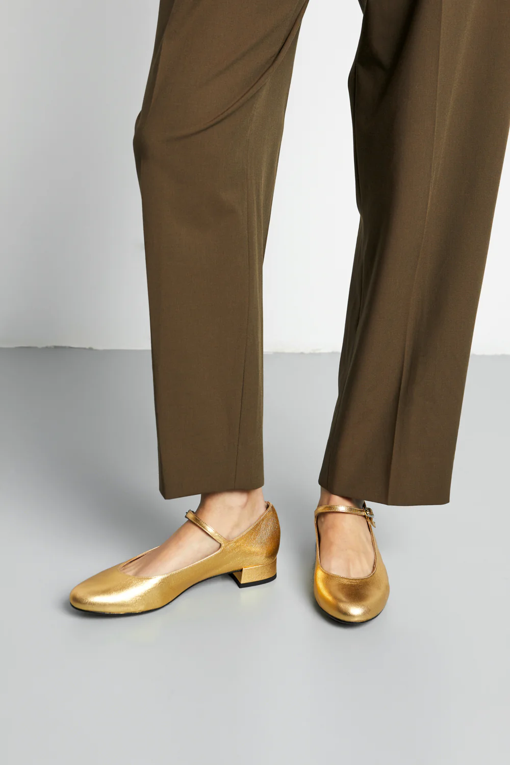Emilia Mary Janes in Gold Leather - Image 6