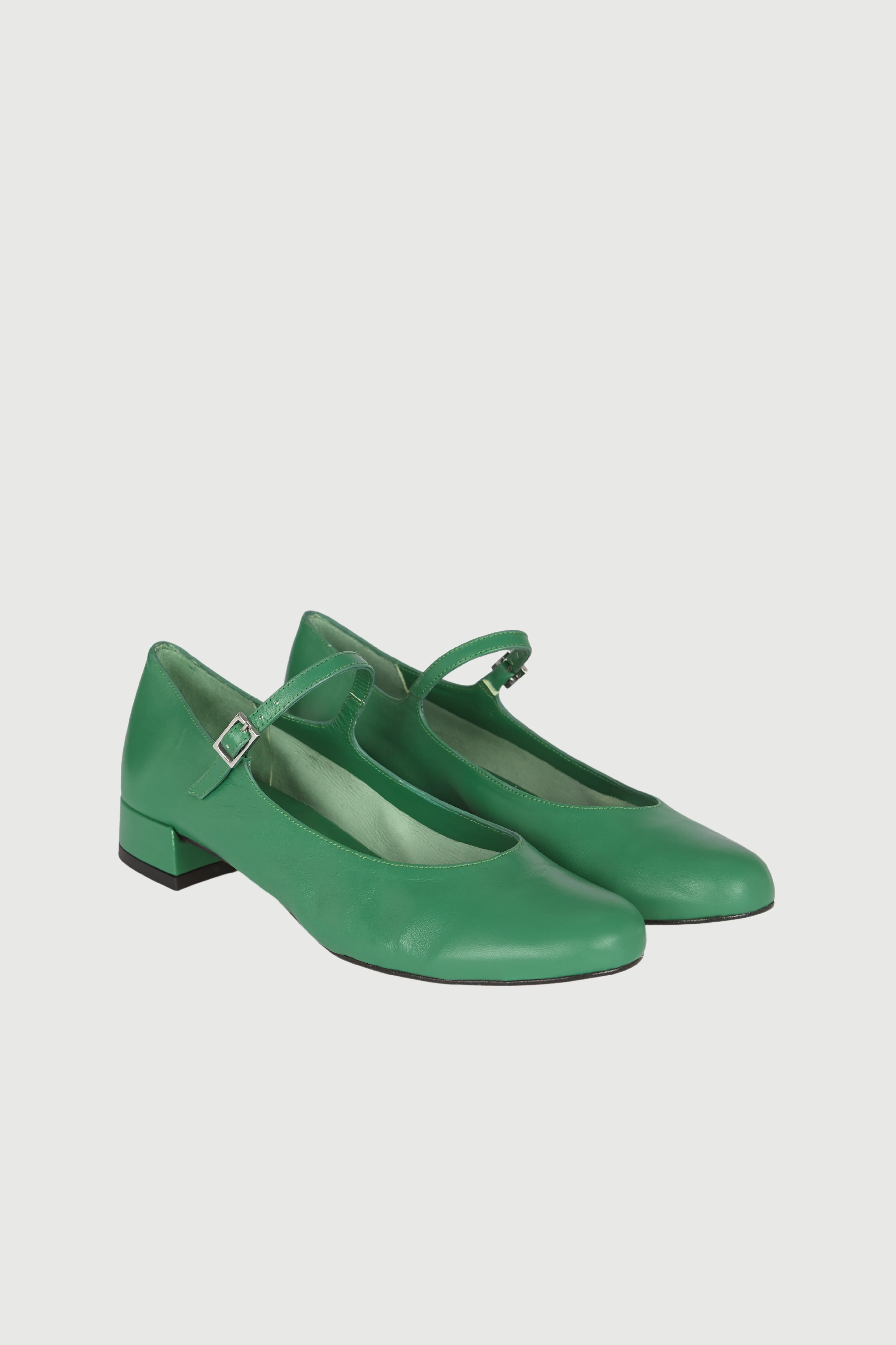 Emilia Mary Janes in Grass-coloured Leather - Image 3