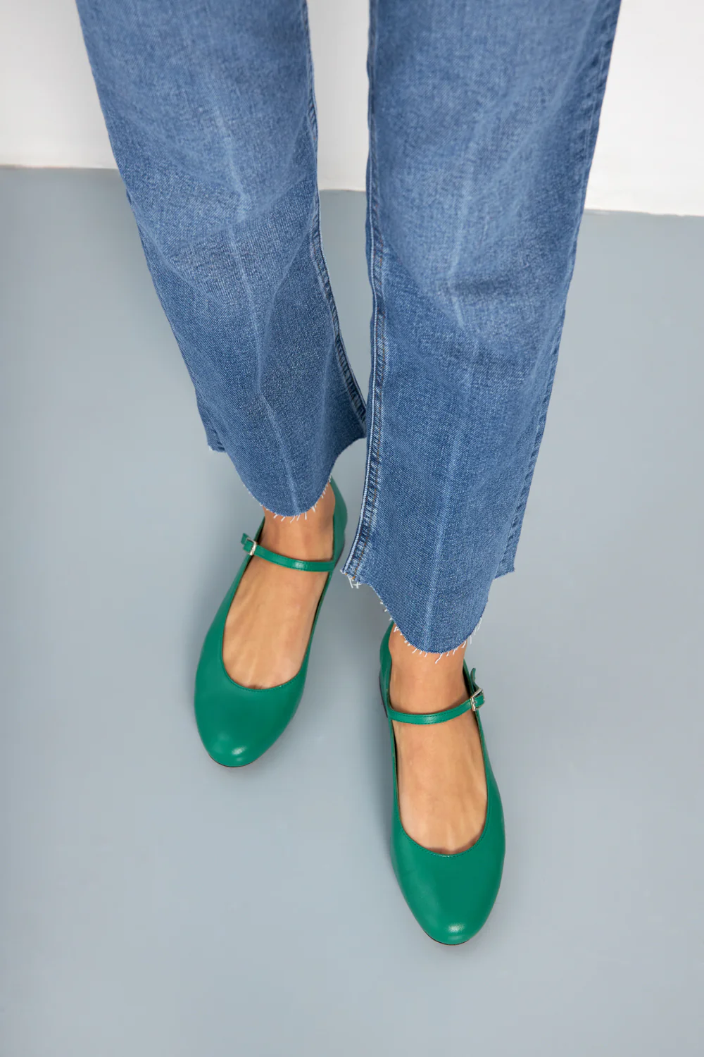 Emilia Mary Janes in Grass-coloured Leather - Image 4