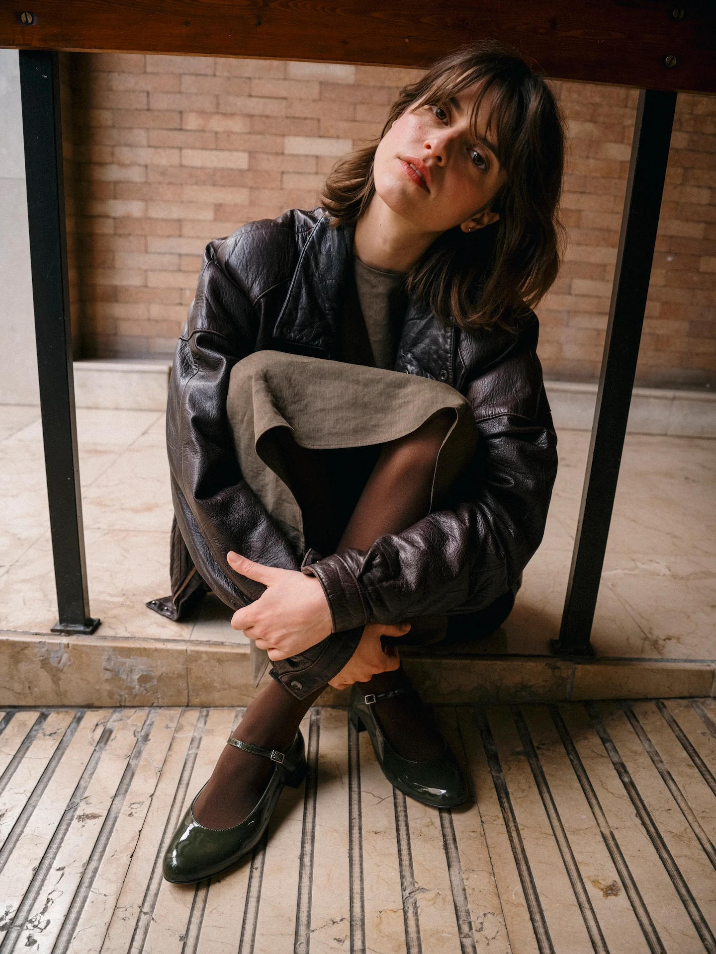 Emilia Mary Janes in Khaki Patent Leather - Image 4