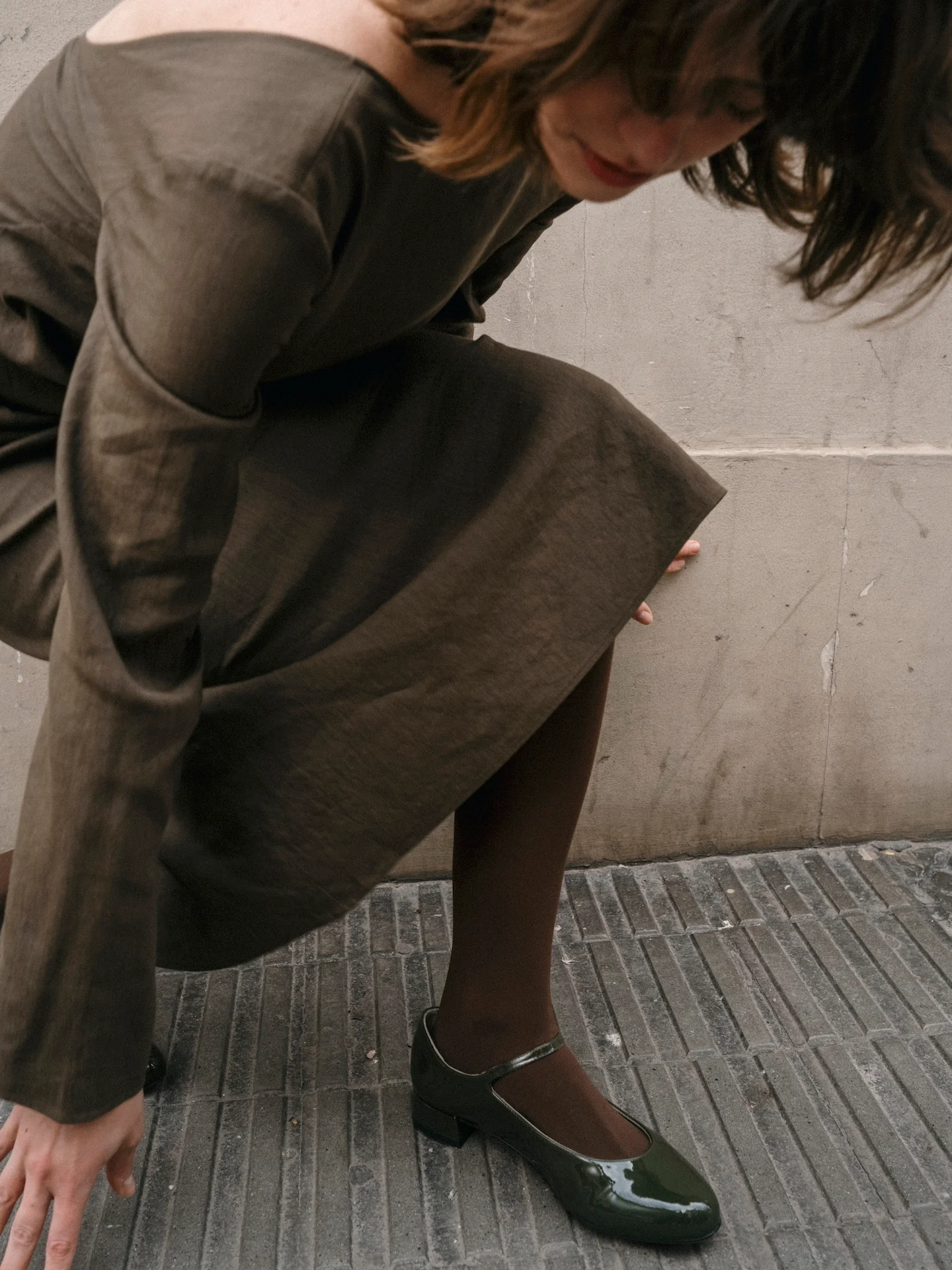 Emilia Mary Janes in Khaki Patent Leather - Image 6