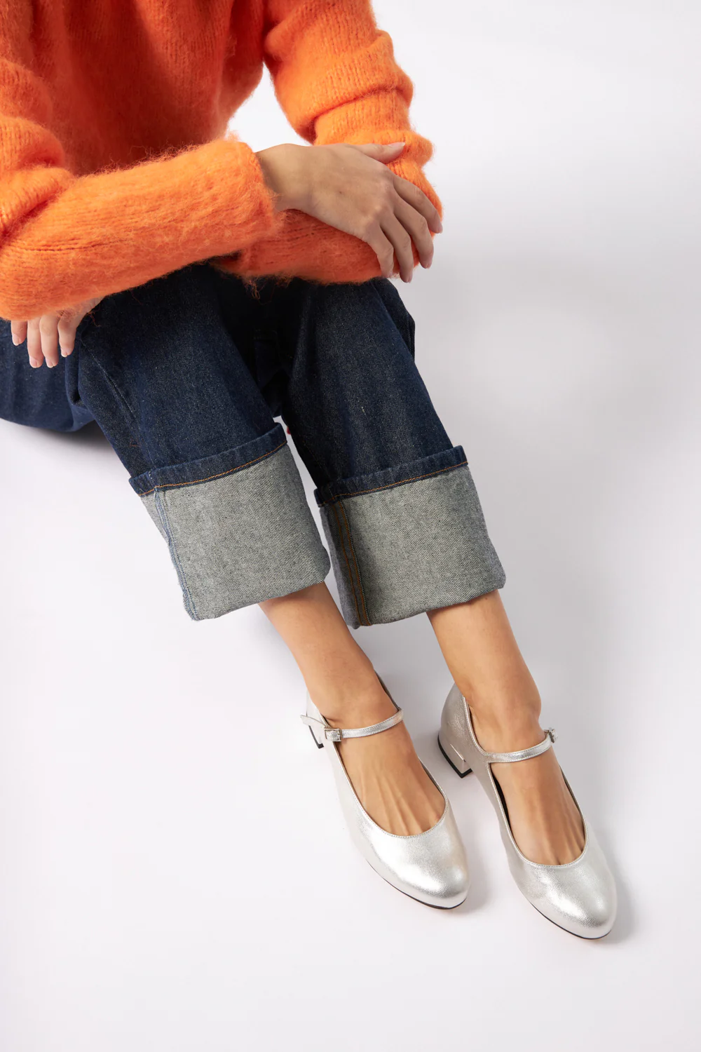 Emilia Mary Janes in Silver Leather - Image 5