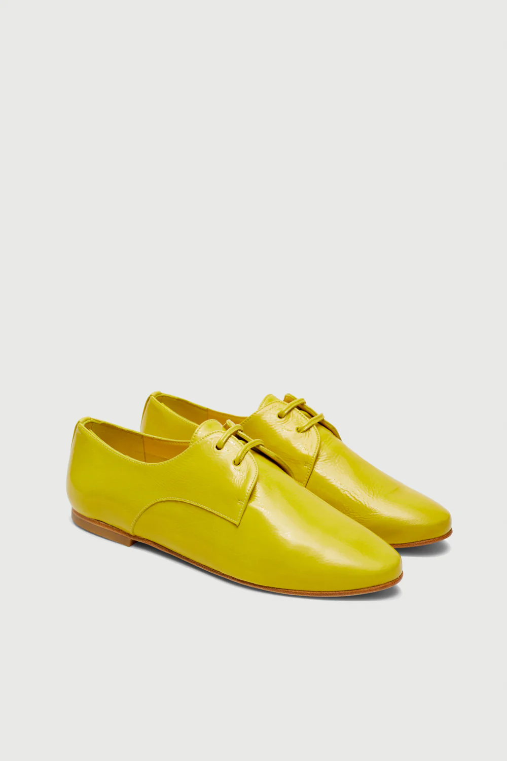 Emma Oxford Flats in Lime Patent Leather - Image 3