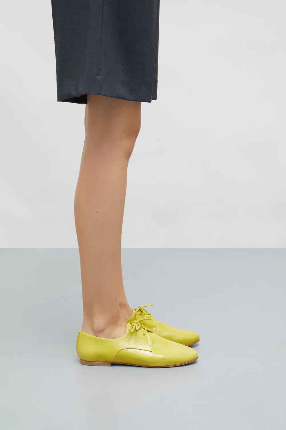 Emma Oxford Flats in Lime Patent Leather - Image 4