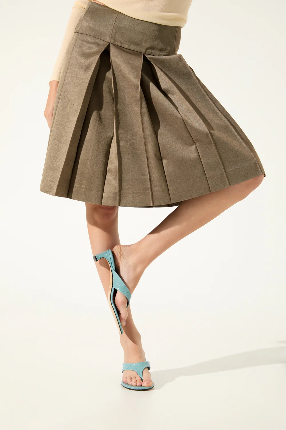 Farah Sandals in Croc-effect Light Blue Leather - Image 4