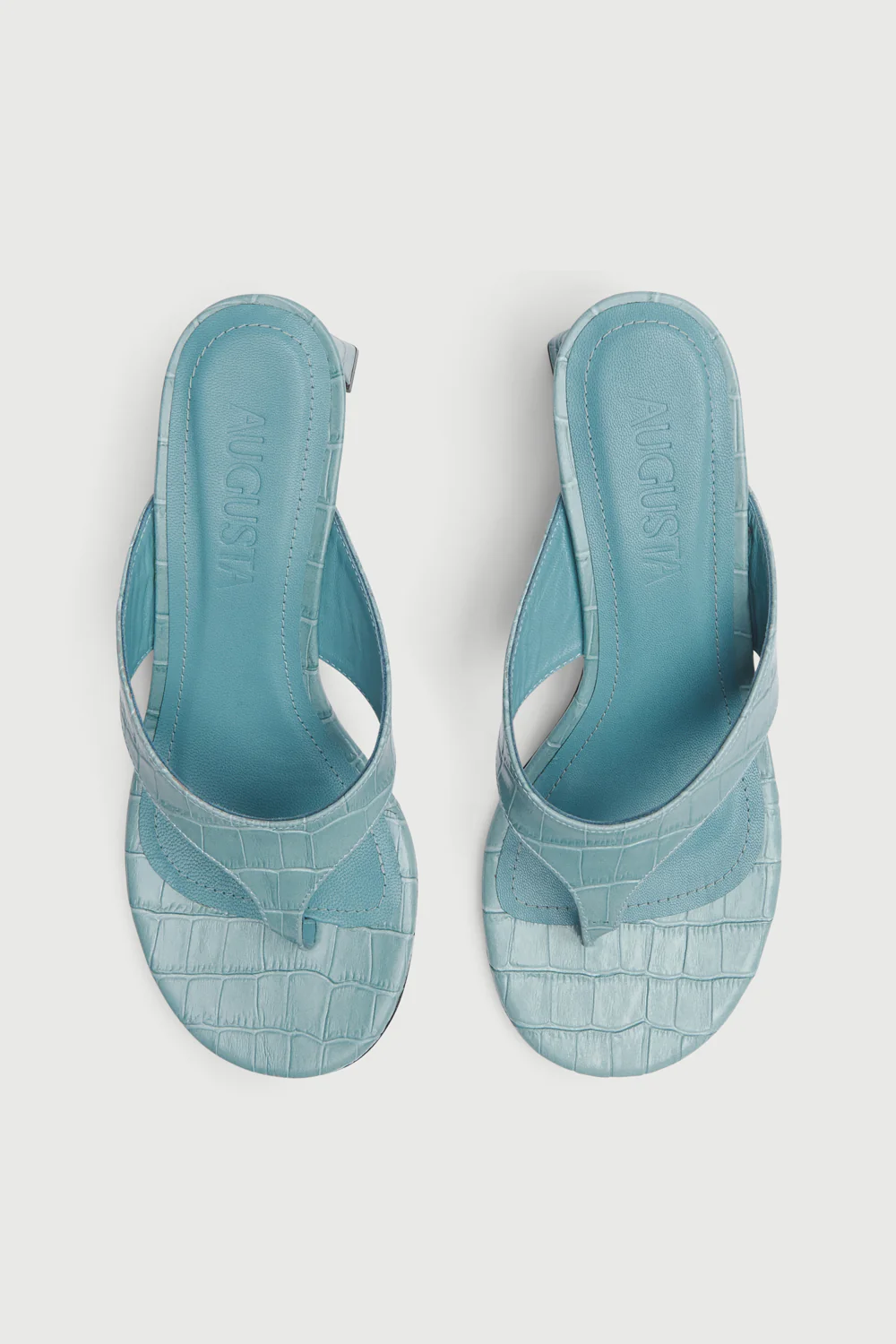Farah Sandals in Croc-effect Light Blue Leather - Image 5