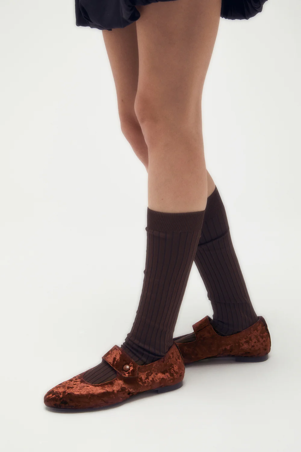 Greta Mary Janes in Chocolate Velvet - Image 2