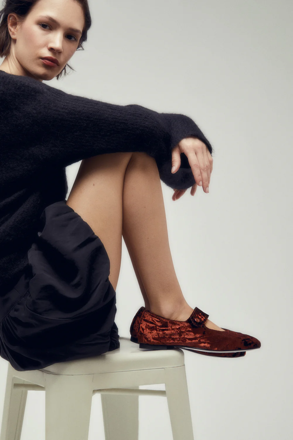 Greta Mary Janes in Chocolate Velvet - Image 4