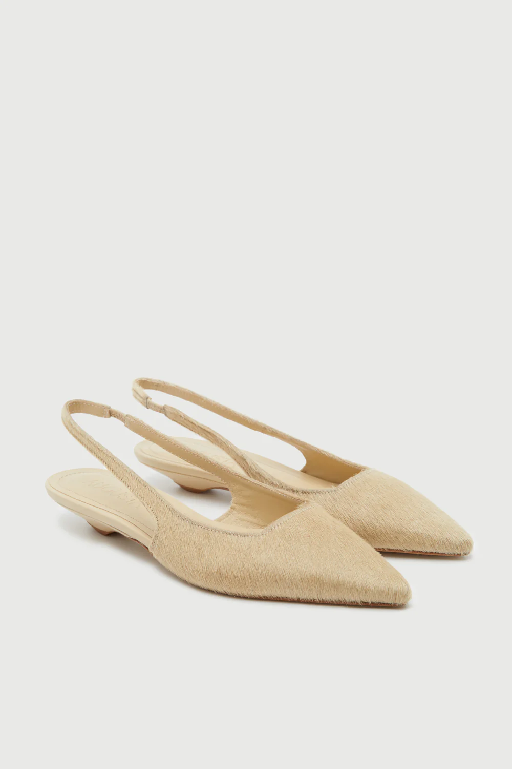 Harper Slingback Flats in Beige Calf Hair - Image 3