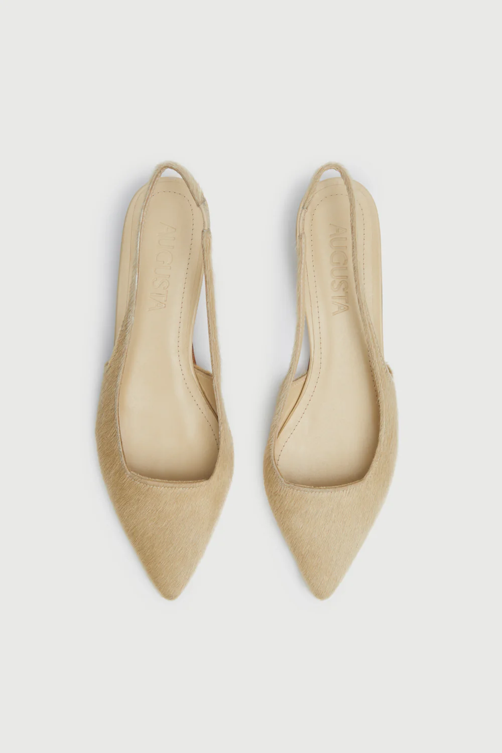 Harper Slingback Flats in Beige Calf Hair - Image 5