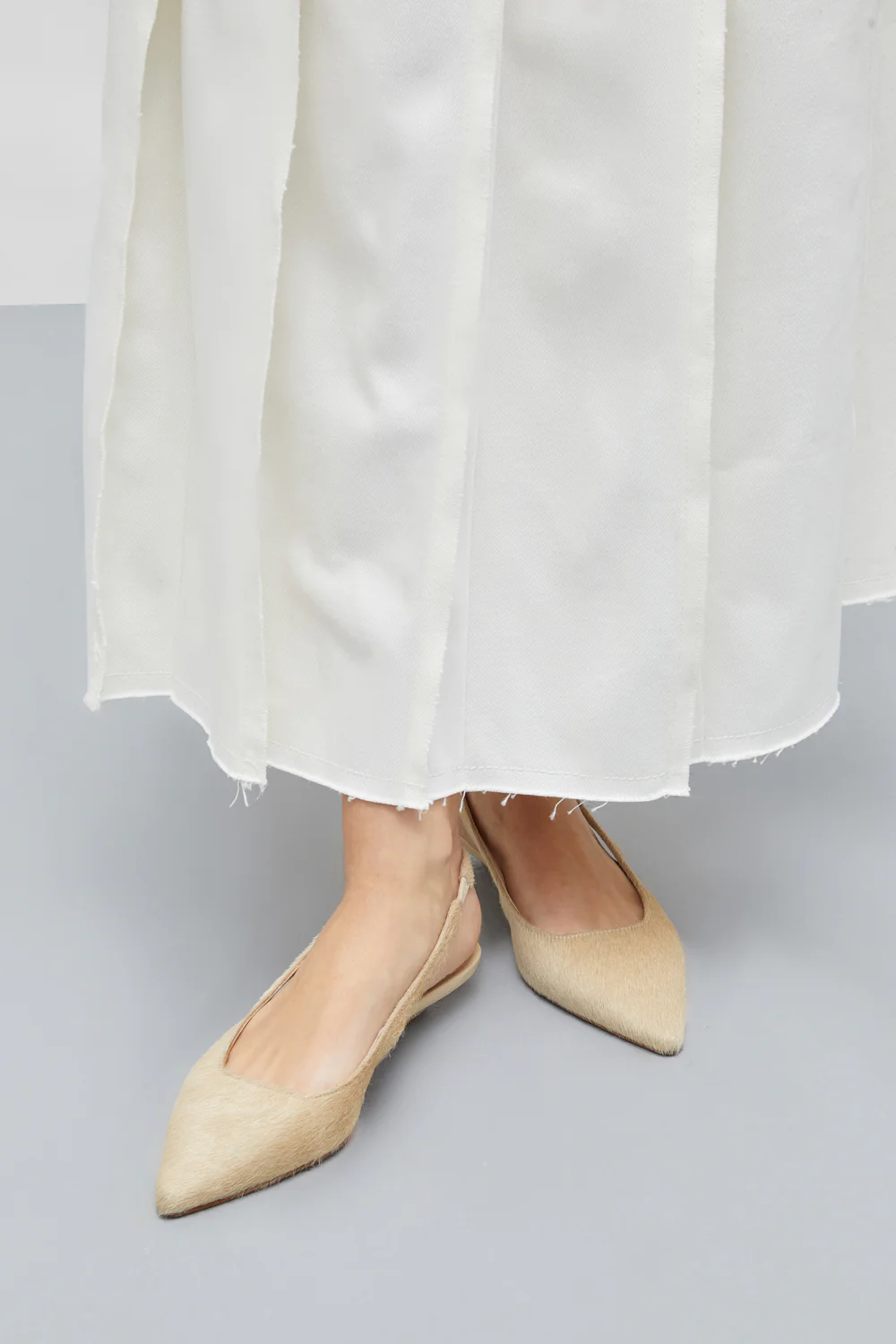 Harper Slingback Flats in Beige Calf Hair - Image 6
