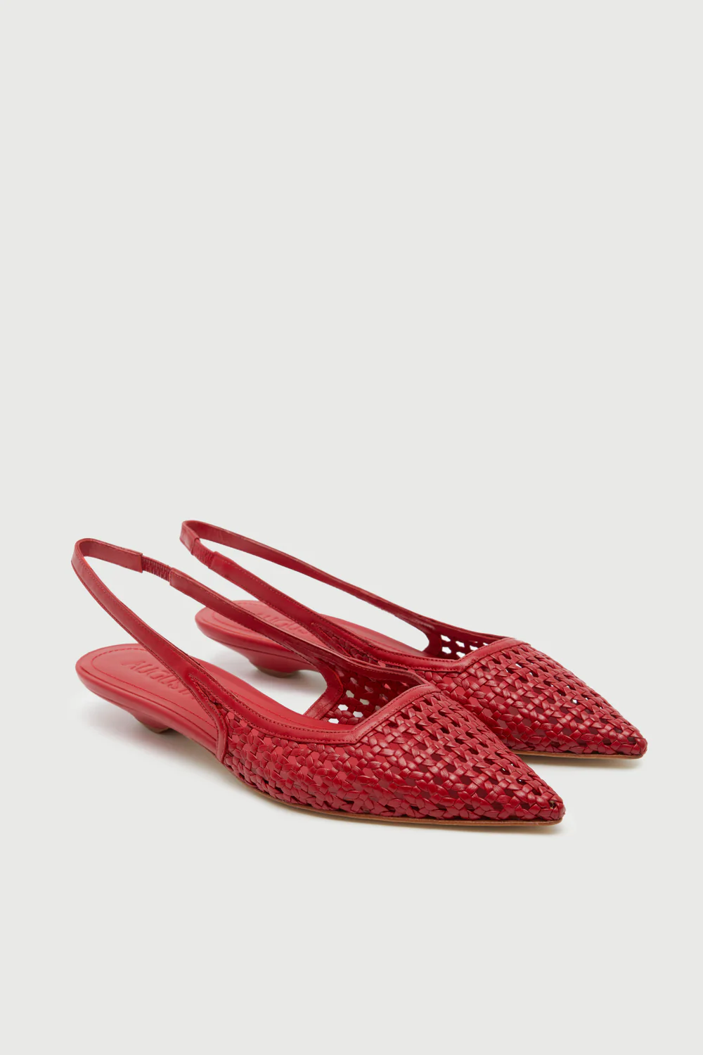 Harper Slingback Flats in Red Woven Leather - Image 3