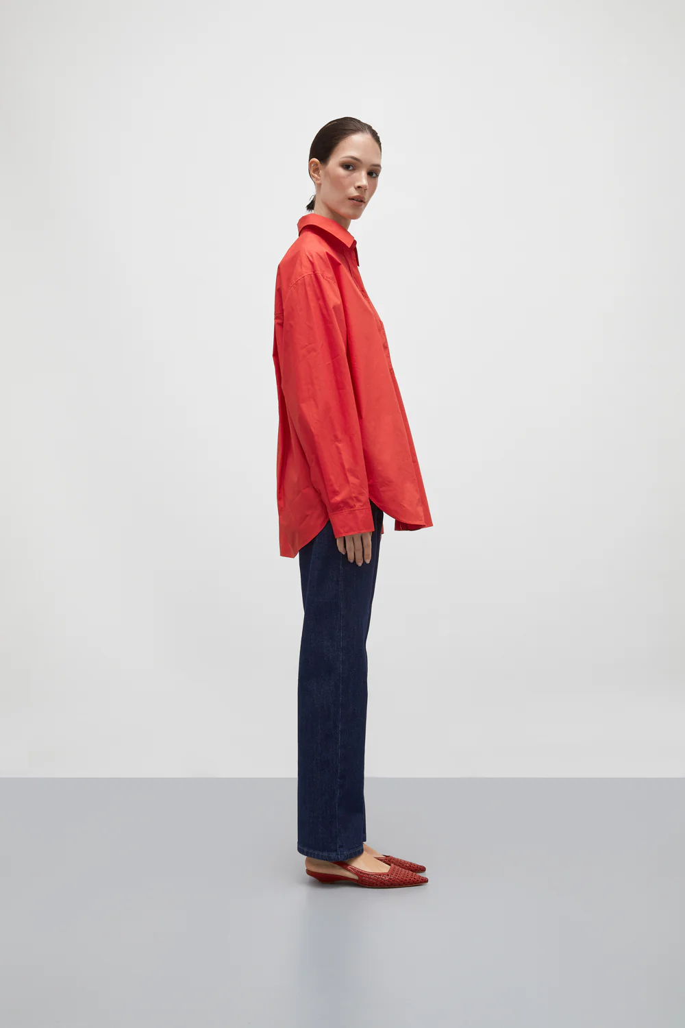 Harper Slingback Flats in Red Woven Leather - Image 4