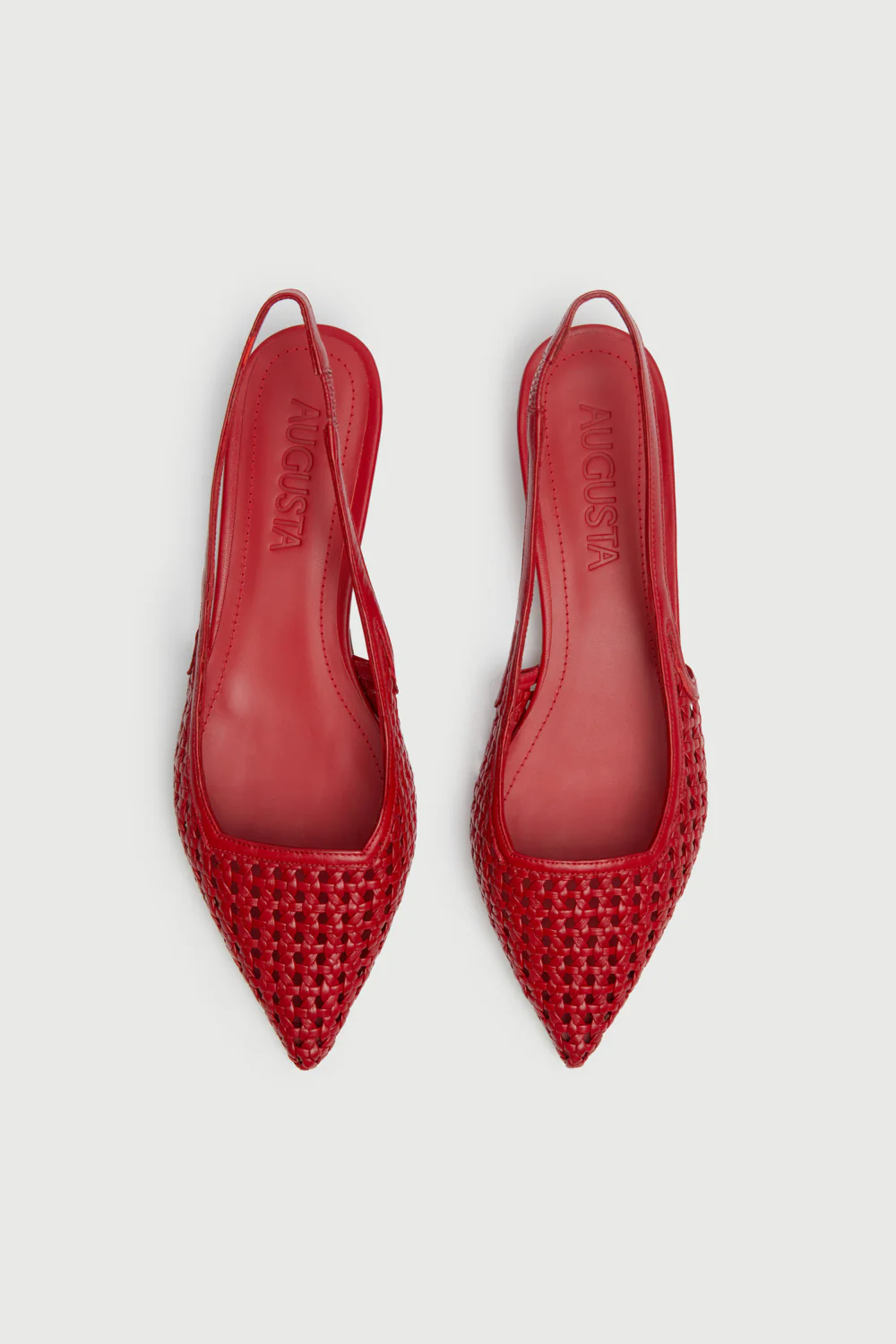 Harper Slingback Flats in Red Woven Leather - Image 5