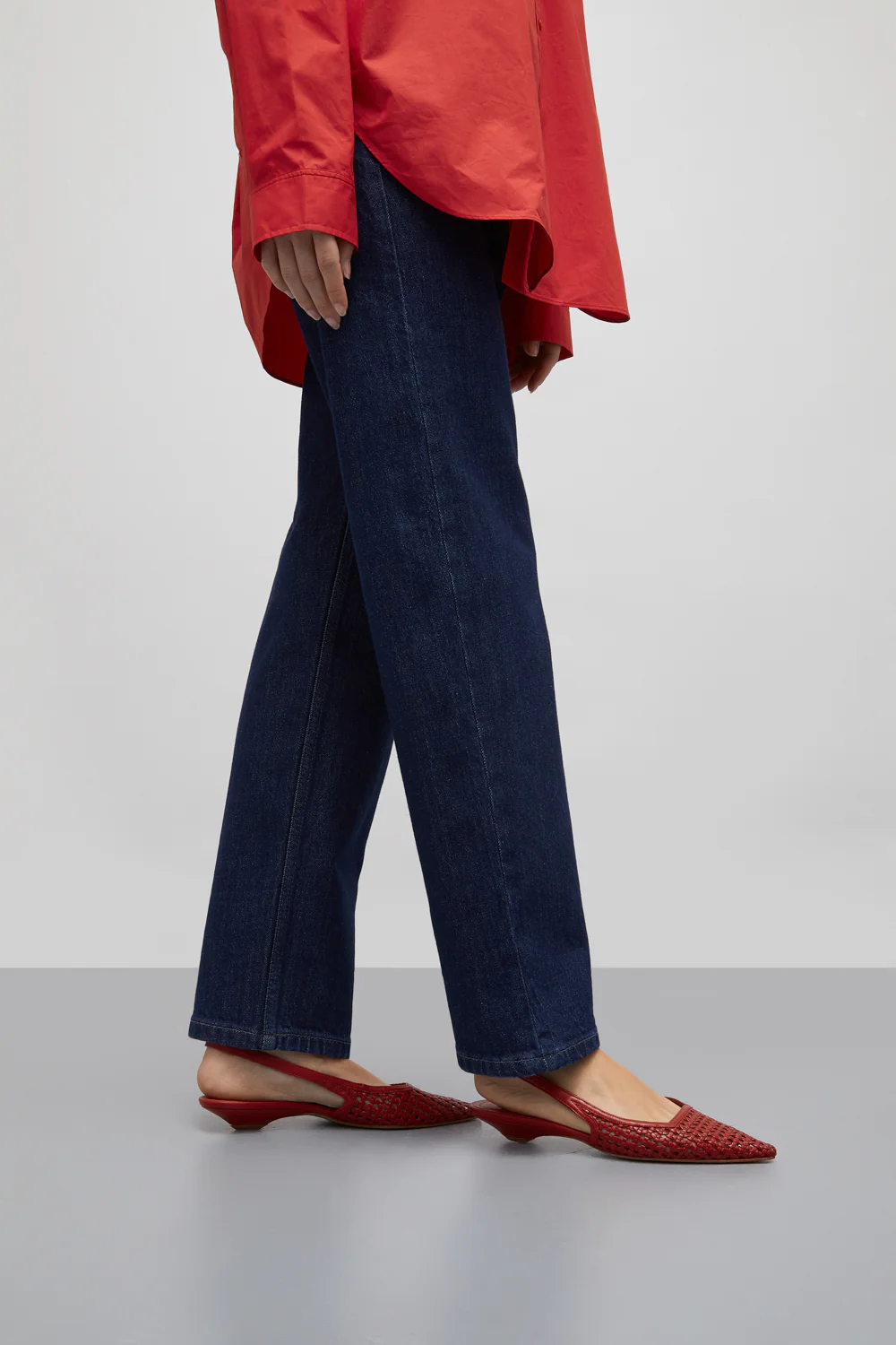 Harper Slingback Flats in Red Woven Leather - Image 7