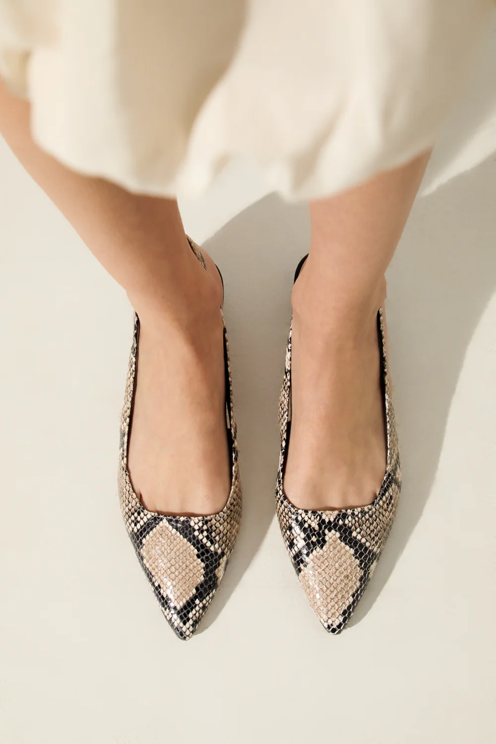 Harper Slingback Flats in Snake Print Leather - Image 6