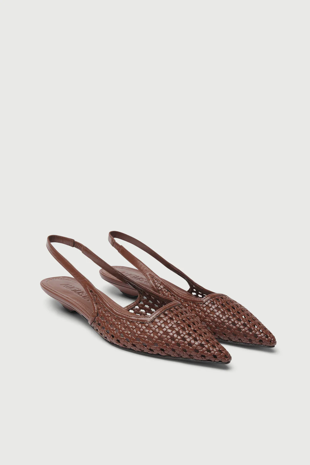 Harper Slingback Flats in Chocolate Woven Leather - Image 3