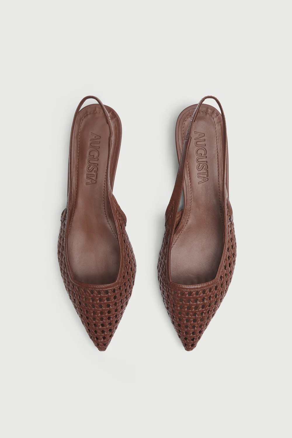 Harper Slingback Flats in Chocolate Woven Leather - Image 5