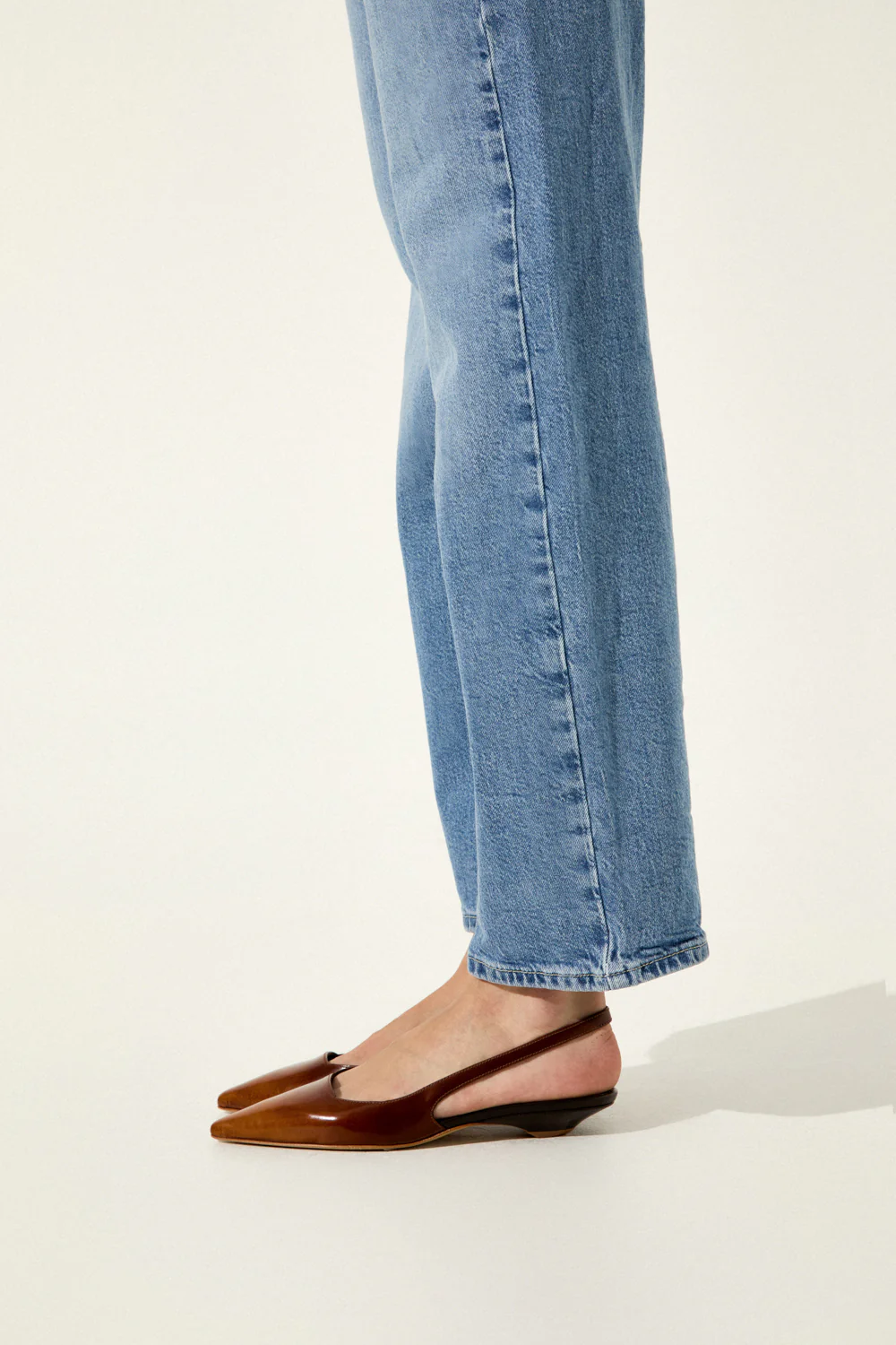 Harper Slingback Flats in Caramel Brushed Leather - Image 6