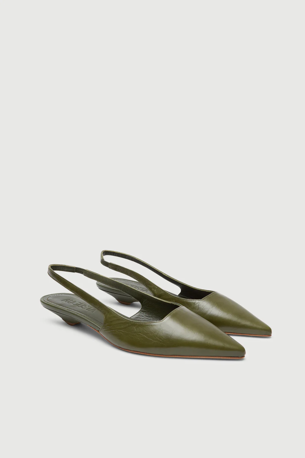 Harper Slingback Flats in Khaki Leather - Image 3