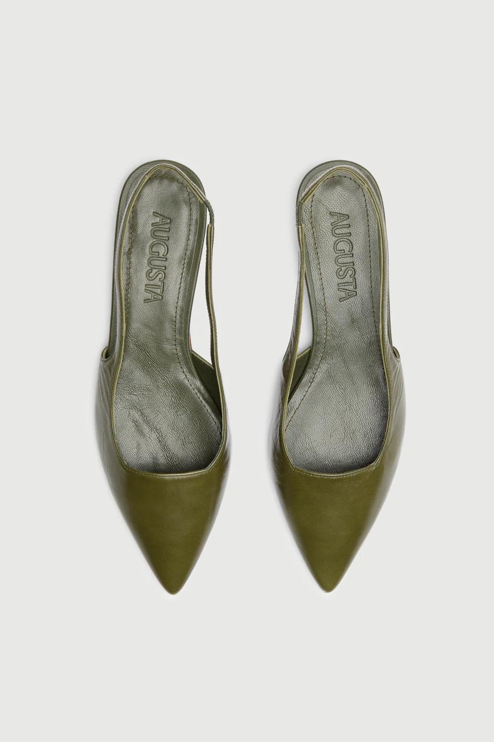 Harper Slingback Flats in Khaki Leather - Image 5